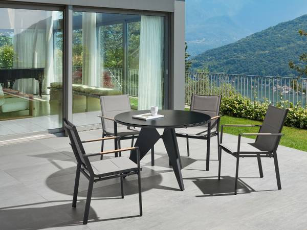 Gartenset BUSSETO 4-tlg Schwarz - Braun - Grau - 4er Set