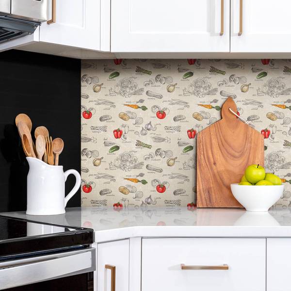 Selbstklebendes Wandpaneel Gemüse Polyester PVC - 100 x 50 x 0 cm