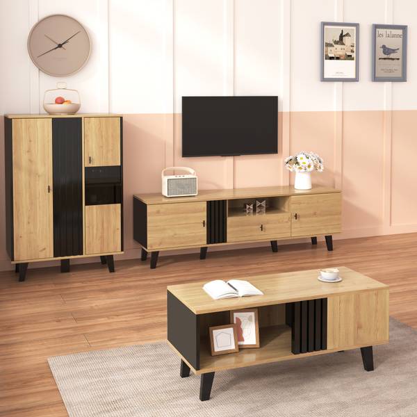 Sideboard Cronus Ⅶ Braun - Kiefer - Stahl - 140 x 78 x 41 cm