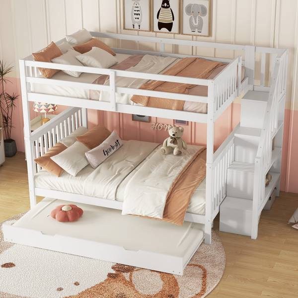 Kinderbett K-441 Weiß - Holzwerkstoff - 147 x 161 x 240 cm