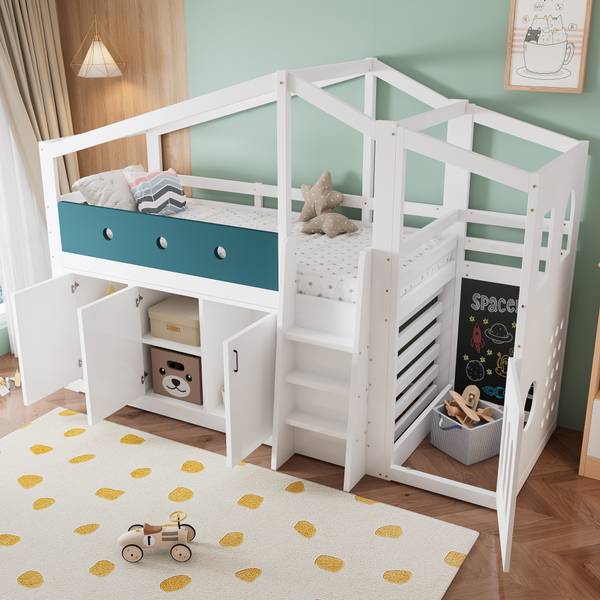 Hochbett ZoomBA130 Ⅰ Weiß - Holzwerkstoff - 110 x 190 x 257 cm