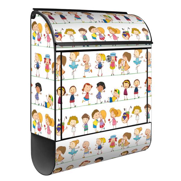 Briefkasten Stahl Kinder Schwarz - Stahl - 38 x 46 x 13 cm