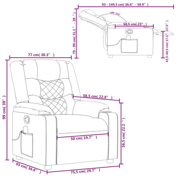 Massagesessel 3032758 Schwarz - Mischgewebe - 77 x 99 x 93 cm