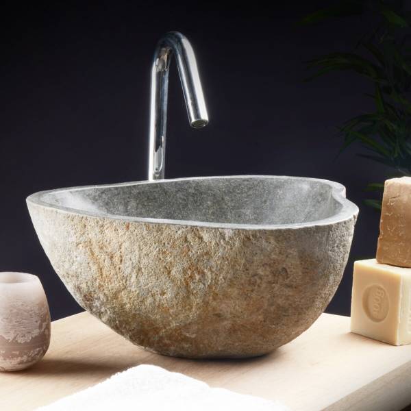 Waschbecken Nobu Grau - Steingut - 34 x 15 x 28 cm
