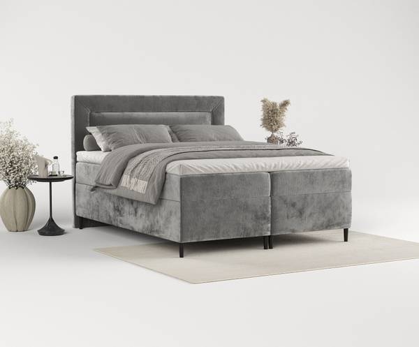 Boxspringbett Noble Bonellfederkern Grau - Liegefläche Breite: 180 cm
