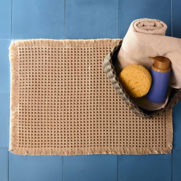 Badteppich VAFFEL Beige - Textil - 40 x 2 x 60 cm
