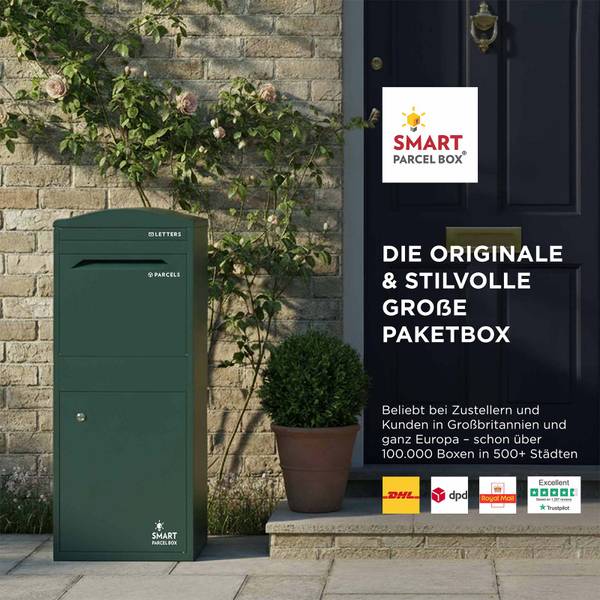 Großer Paketbriefkasten gebogenem Dach Grün