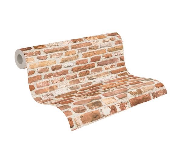 Tapete Backstein Rot Orange Weiß Beige Beige - Orange - Rot - Weiß