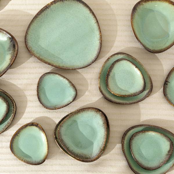 Ontbijtbordjes PRIMA 6-delig. groen - keramiek - 20 x 3 x 18 cm