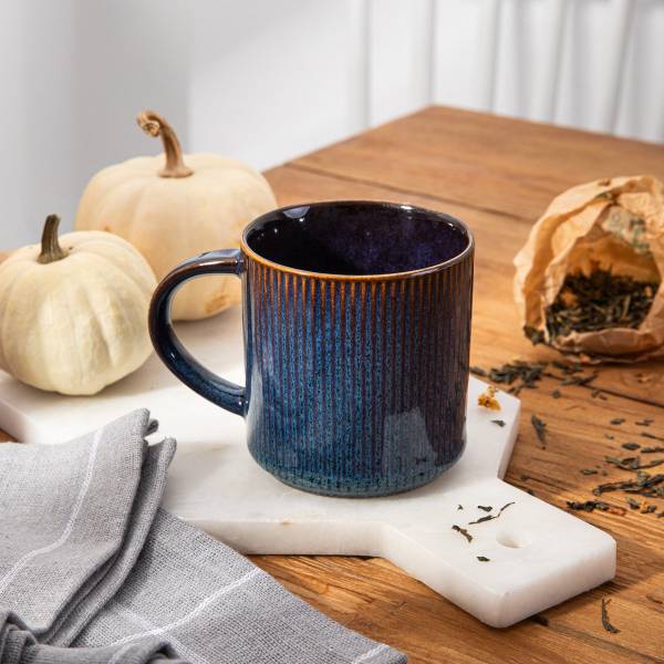 Becher CASPER 4er-Set Blau - Keramik - 9 x 9 x 9 cm
