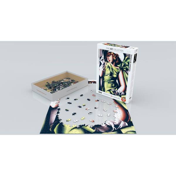 Puzzle Junges Mädchen in Grün Papier - 26 x 6 x 36 cm