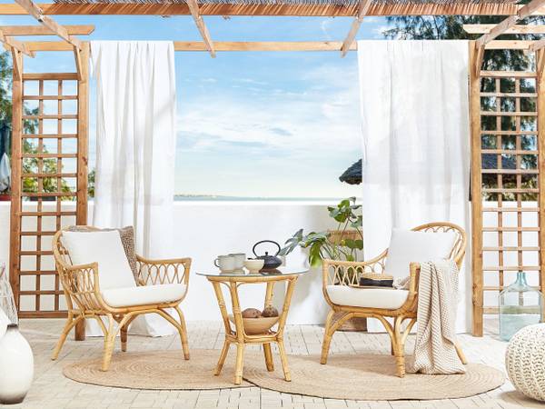 Sitzgruppe SIBARI 11-tlg Braun - Weiß - Rattan - 123 x 81 x 75 cm