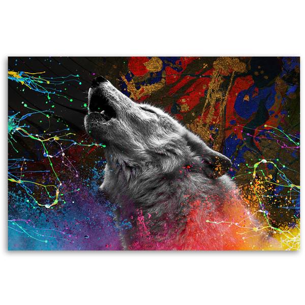 Wandbild wolf tier natur 90 x 60 cm