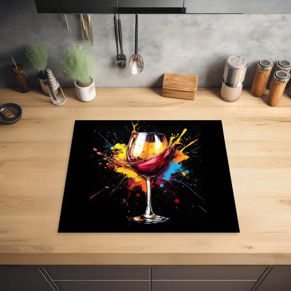 HERDABDECKPLATTE Graffiti Wein Rot - Vinyl - 59 x 52 x 1 cm