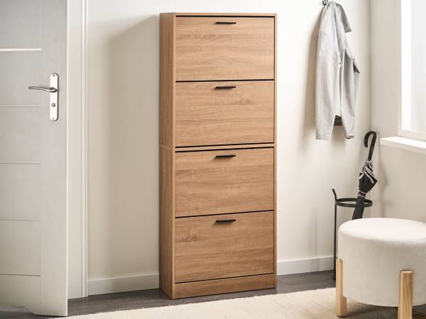 Schoenenkast BOWRAL zwart - bruin - plaatmateriaal op houtbasis - 60 x 150 x 24 cm