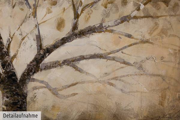 Acrylbild Handgemalt Wald & Bäume Nuh Weiß - Baumwollstoff - 120 x 60 x 4 cm