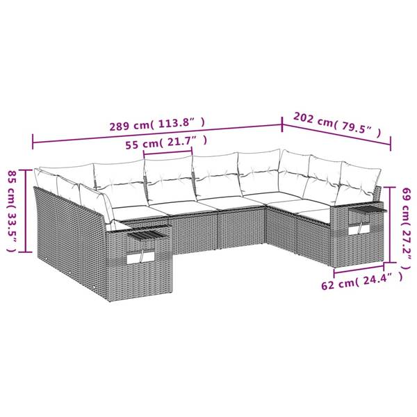 Garten-Lounge-Set 3034407-1 9-teilig Beige - Grau