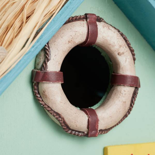 Deko Vogelhaus Strandhausstil Blau - Braun - Türkis - Holzwerkstoff - 19 x 25 x 14 cm