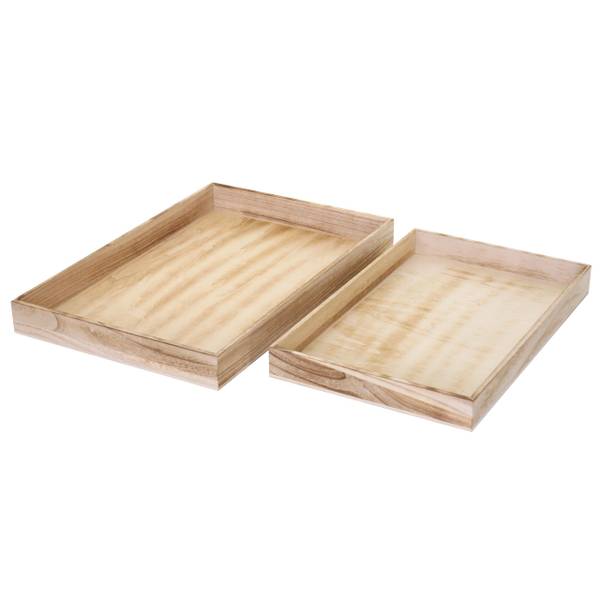 Schaal H285 dienblad Shabby (set van 2) licht eikenhout
