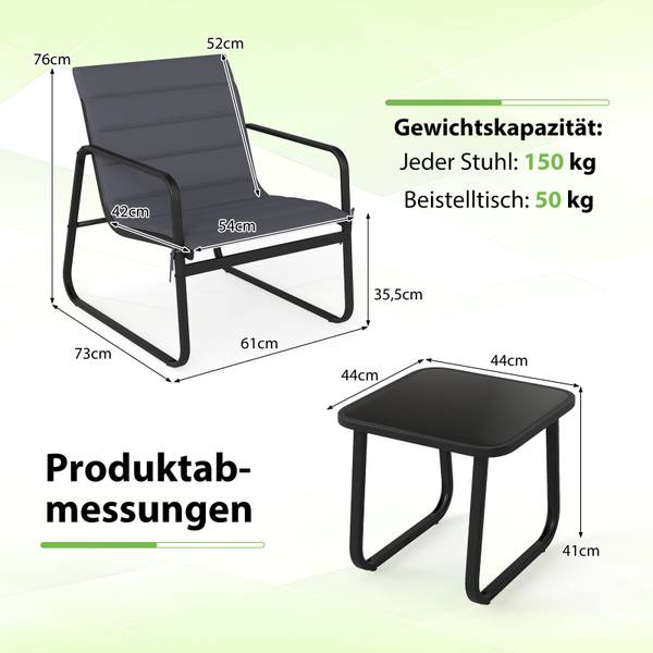 Balkonmöbel Set ZB34137 3-tlg. Dunkelgrau