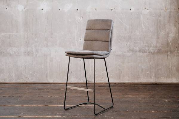 Tabouret de bar VINCE microfibre gris Gris - Microfibre - 45 x 105 x 58 cm