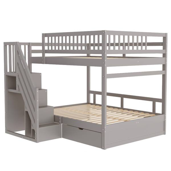 Etagenbetten K-608 Grau - Holzwerkstoff - 140 x 174 x 200 cm