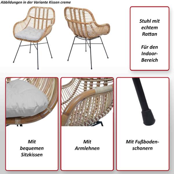 Esszimmerstuhl P17 (6er-Set) Braun - Cremeweiß