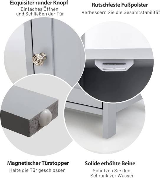 Badezimmerschrank Badschrank Grau - Holzwerkstoff - 30 x 84 x 45 cm