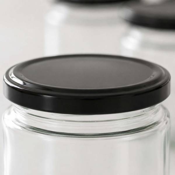 Einmachgläser 10er Set 200 ml Schwarz - Glas - Metall - 8 x 8 x 8 cm