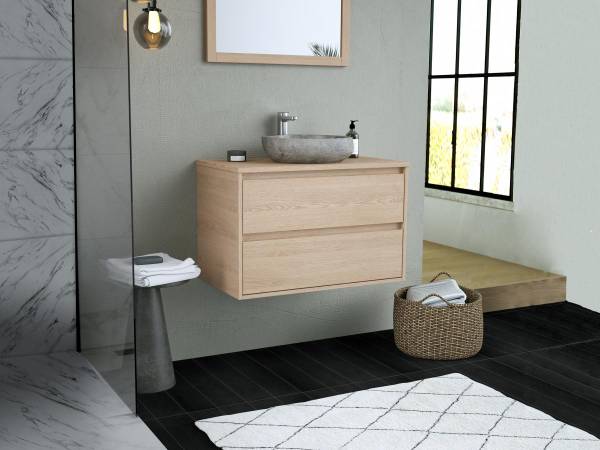 Einzelwaschtisch MILIPAM Braun - Holz teilmassiv - 45 x 50 x 80 cm