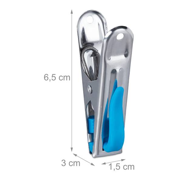 80 wasknijpers van rvs blauw - rood - zilver - metaal - kunststof - 2 x 7 x 3 cm