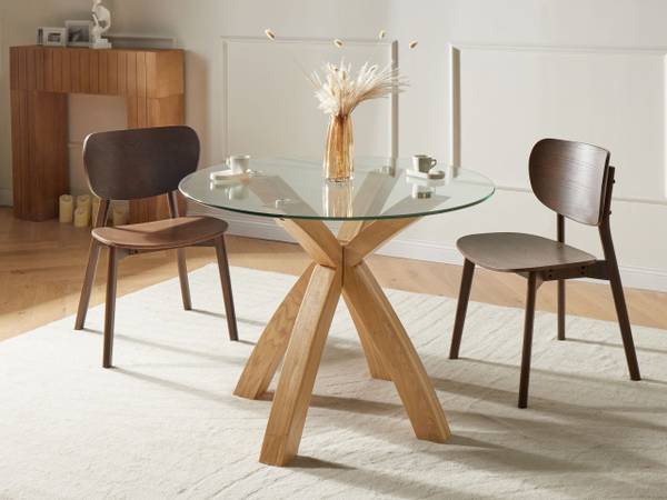Table de salle à manger YAPP Marron - Verre - 100 x 75 x 100 cm