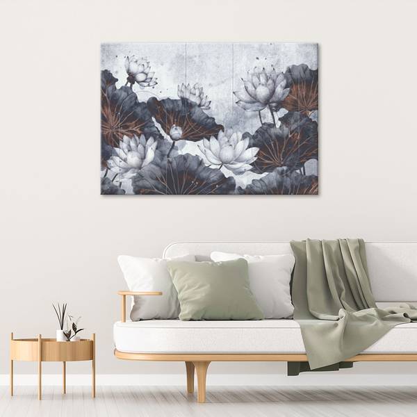 Wandbild lotusblumen abstraktion beton 120 x 80 cm