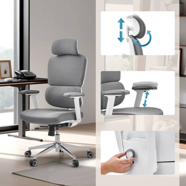 Bürostuhl Ergomy WF 2 Grau - Polyester - 67 x 132 x 68 cm