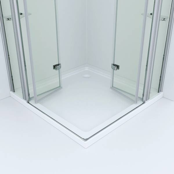 Eckeinstieg mit Falttür NIMES Silber - Glas - 145 x 187 x 145 cm
