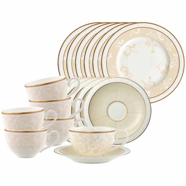 Kaffeeservice Ivoire 18-teilig Gold - Weiß - Pinie - 2 x 2 x 2 cm