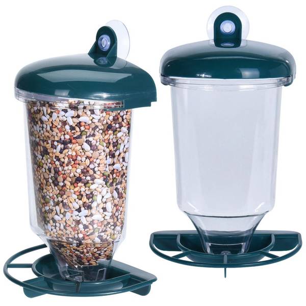 Vogelfutterspender 2er Set SET066 Grün - Kunststoff - 10 x 23 x 14 cm