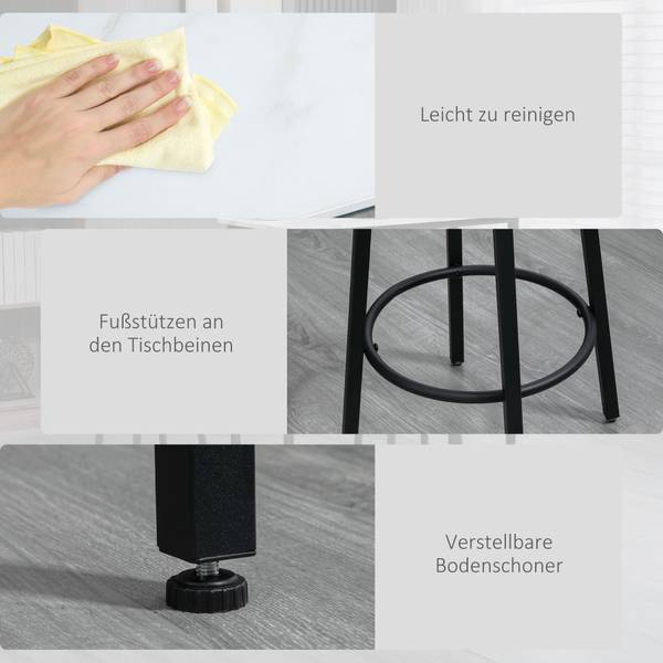 Bartisch 835-943V00WT 3er-Set Weiß - Holzwerkstoff - 40 x 90 x 100 cm