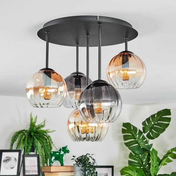 Deckenleuchte Cesaro Grau - Gelb - Metall - 39 x 22 x 40 cm