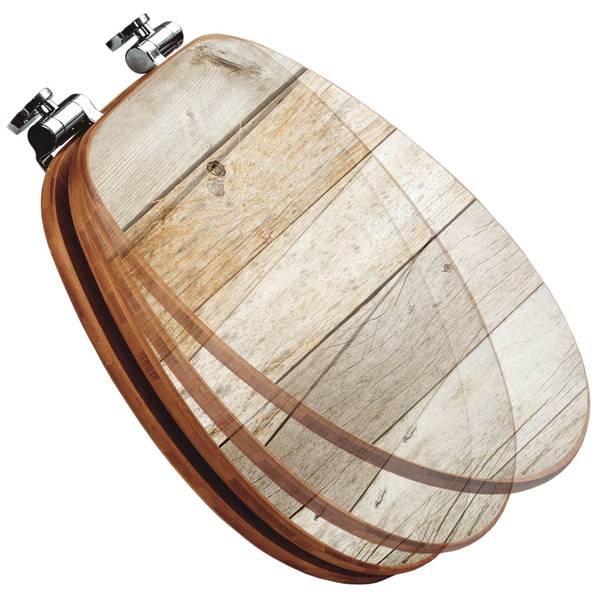 WC-Sitz mit Absenkautomatik Graues Holz Braun - Bambus - Holzwerkstoff - 38 x 5 x 49 cm
