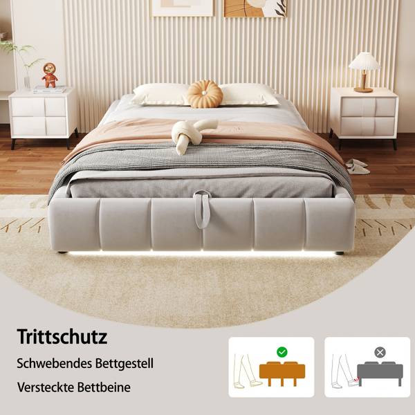 Polsterbett Phoebe Ⅷ Beige - Breite: 155 cm