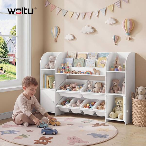 Kinderregal BV-001 Weiß - Holzwerkstoff - Kunststoff - 136 x 90 x 30 cm