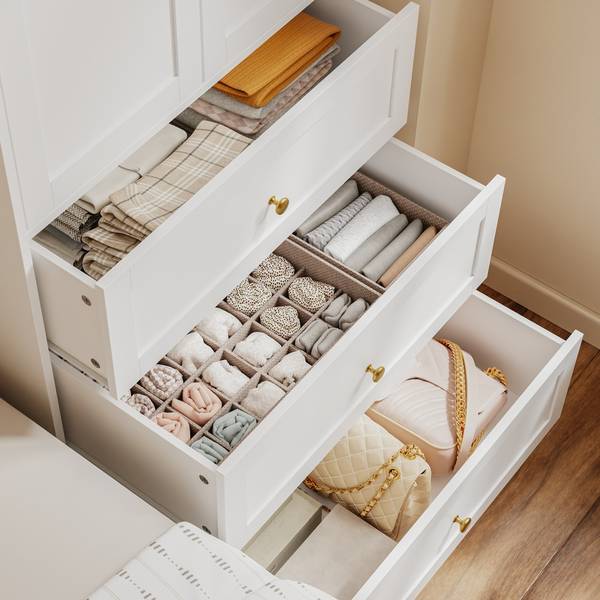 Kleiderschrank KSB04-W Weiß - Melamin - 55 x 187 x 70 cm