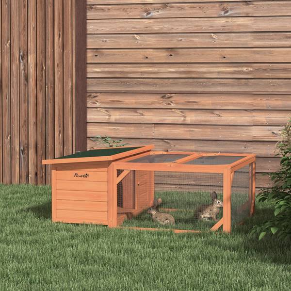 Kaninchenstall BB7115 Orange - Massivholz - 55 x 23 x 108 cm