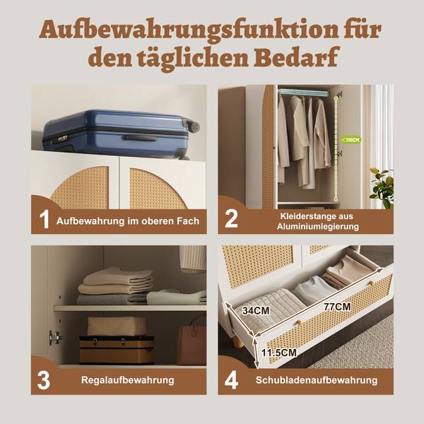 Kleiderschrank Sporophyt Weiß - Holzwerkstoff - 86 x 181 x 52 cm