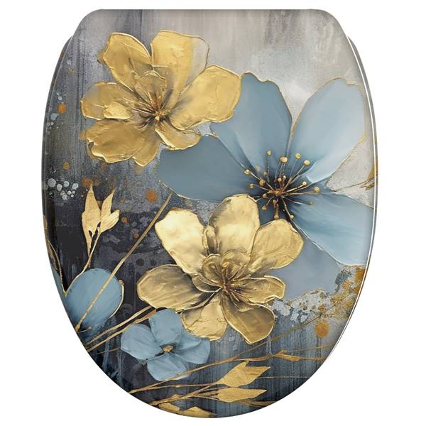 WC-Sitz Tronela Blau - Gold - Holzwerkstoff - 38 x 6 x 48 cm