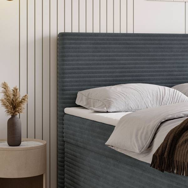 Boxspringbett NOLEN Dunkelgrau - Liegefläche Breite: 180 cm