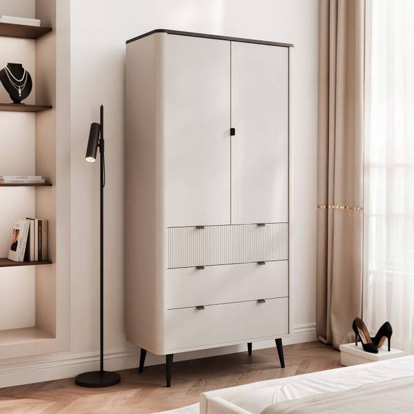 Kleiderschrank NAVANI Beige - Steingrau