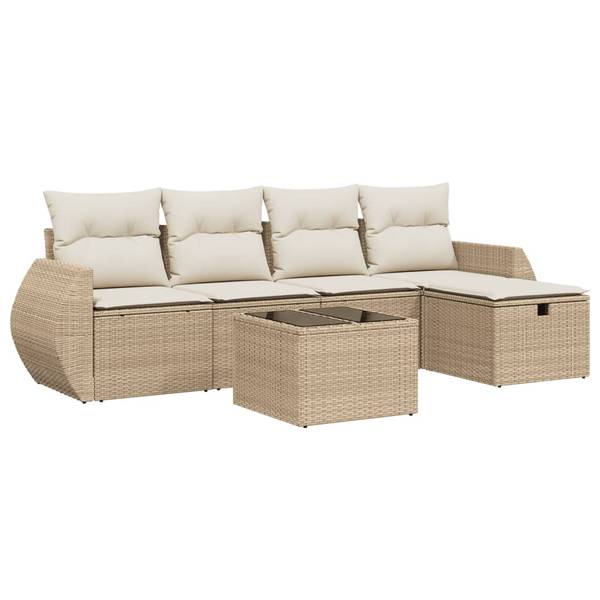Garten-Lounge-Set 3036451-3 (6-teilig) Beige - Creme - Weiß
