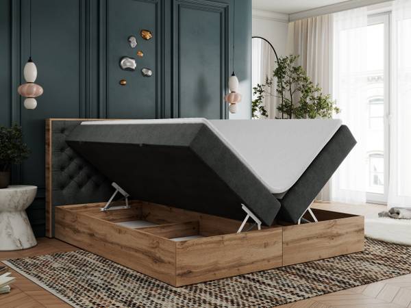 Boxspringbett ALBERO 3 Graphit - Breite: 148 cm - H3